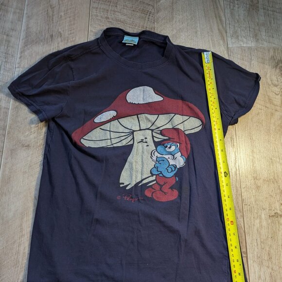 Navy Blue Graphic Tee with Cartoon Print - Picture 3 of 5